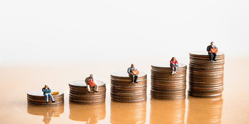 increasing piles of coins representing increasing income with each level of this compensation plan increasing piles of coins representing increasing income with each level of this compensation plan
