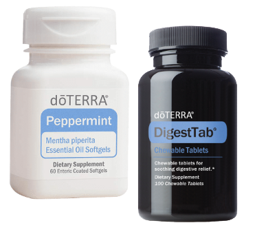 bottles of digesttabs and peppermint soft gels bottles of digesttabs and peppermint soft gels