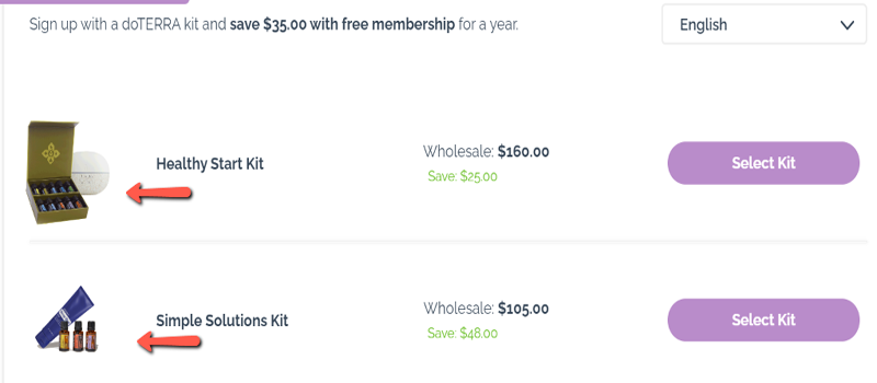 screenshot of two suggested enrollment kits
