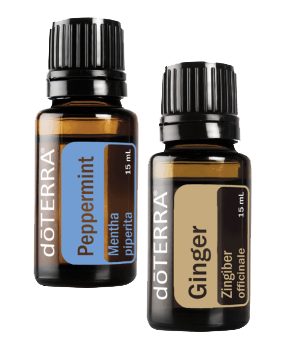 bottles of peppermint and ginger essential oils bottles of peppermint and ginger essential oils